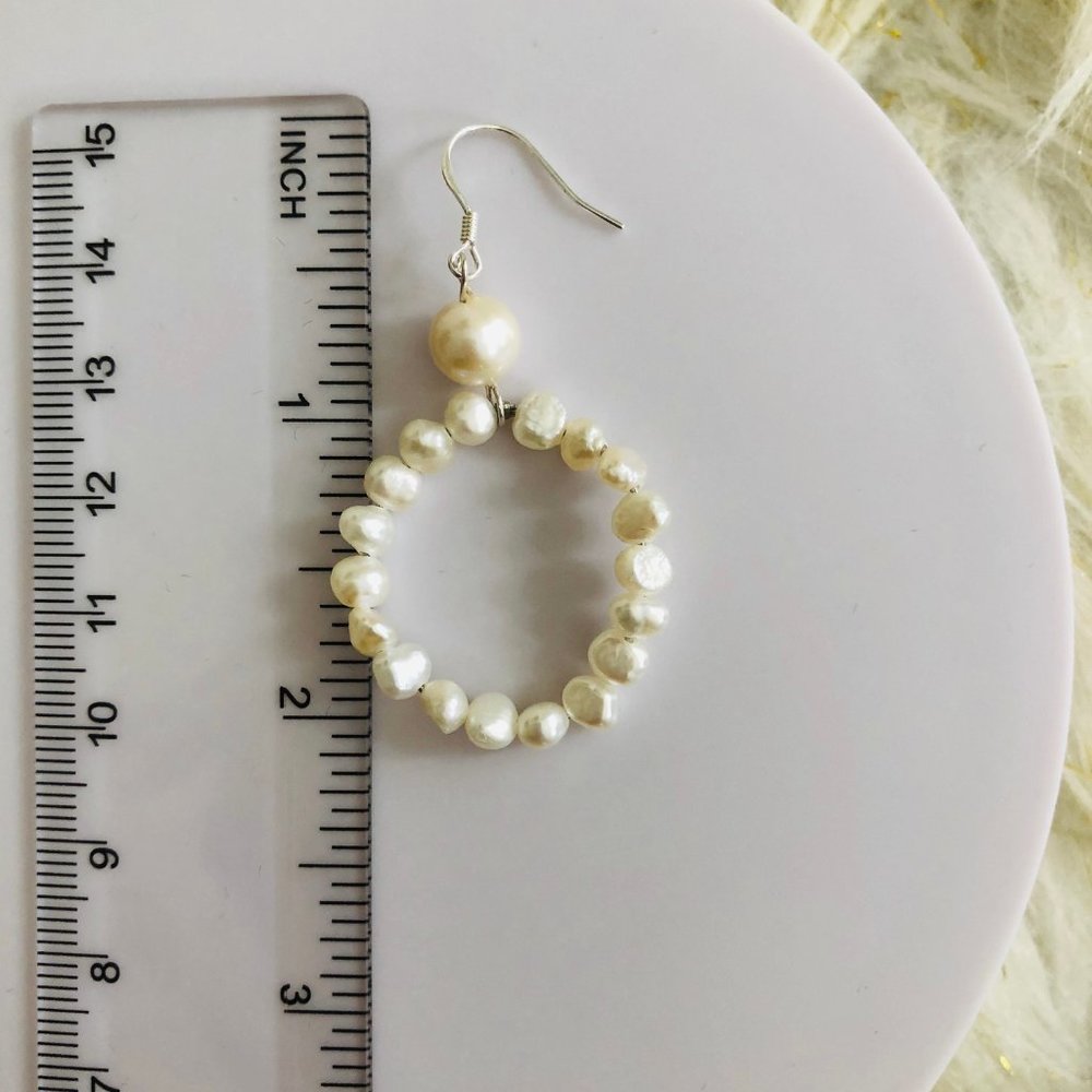 Natural Pearl Dangle Earrings - Picture 2 of 8